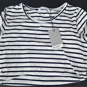 White & Navy Striped Women's Maternity Tee
